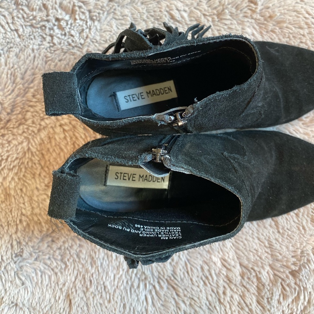 Steve Madden Cian Western Suede Fringe Booties - Picture 6 of 8